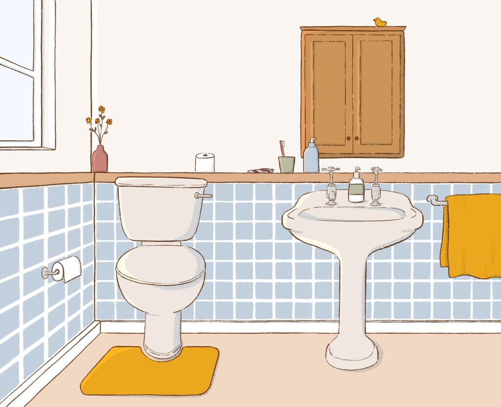 Image showing a bathroom with toilet and sink